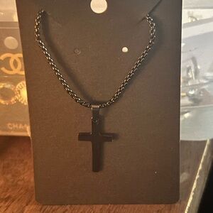 Black Cross Pendant Necklace